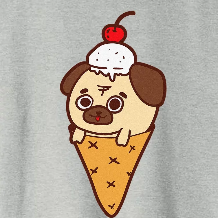 Cute Pug Ice Cream Cone Funny Dog Lovers Gifts Women's Crop Top Tee