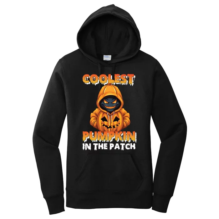 Coolest Pumpkin In The Patch Halloween Kids Design Women's Pullover Hoodie