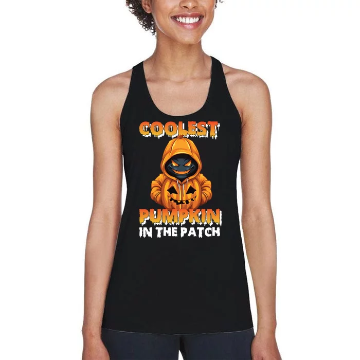 Coolest Pumpkin In The Patch Halloween Kids Design Women's Racerback Tank