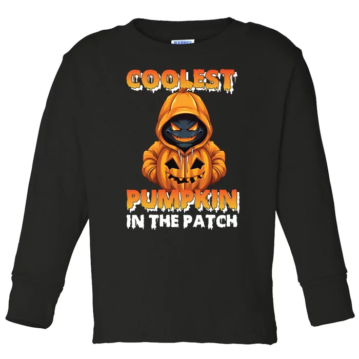 Coolest Pumpkin In The Patch Halloween Kids Design Toddler Long Sleeve Shirt