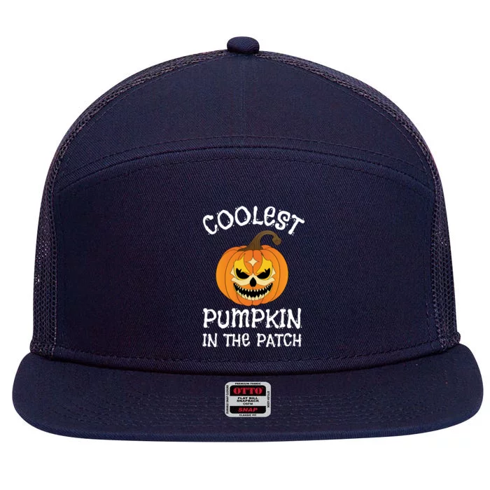 Coolest Pumpkin In The Patch Halloween Fall Design Funny Gift 7 Panel Mesh Trucker Snapback Hat