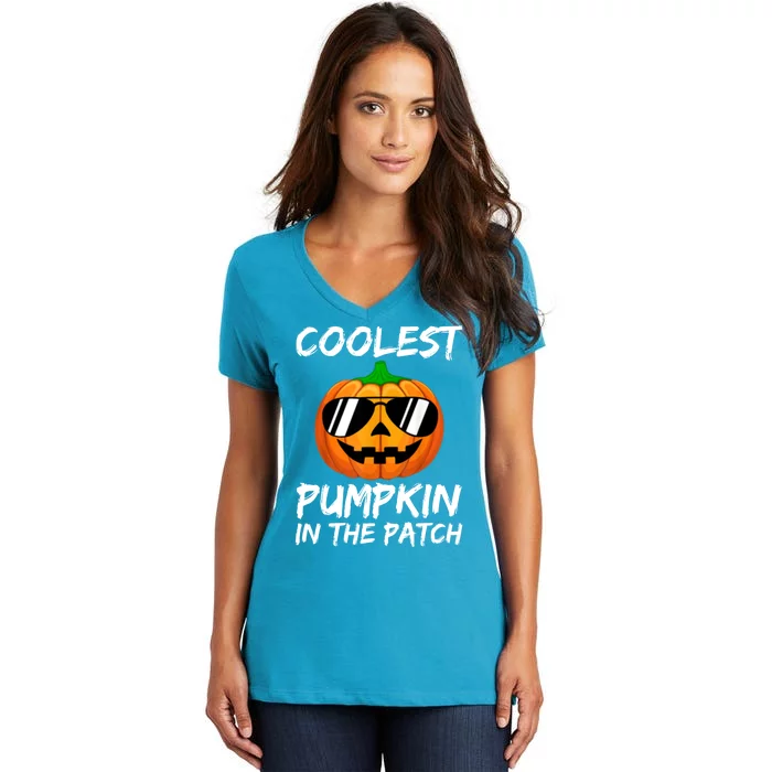 Coolest Pumpkin In The Patch Halloween Pumpkin Women's V-Neck T-Shirt