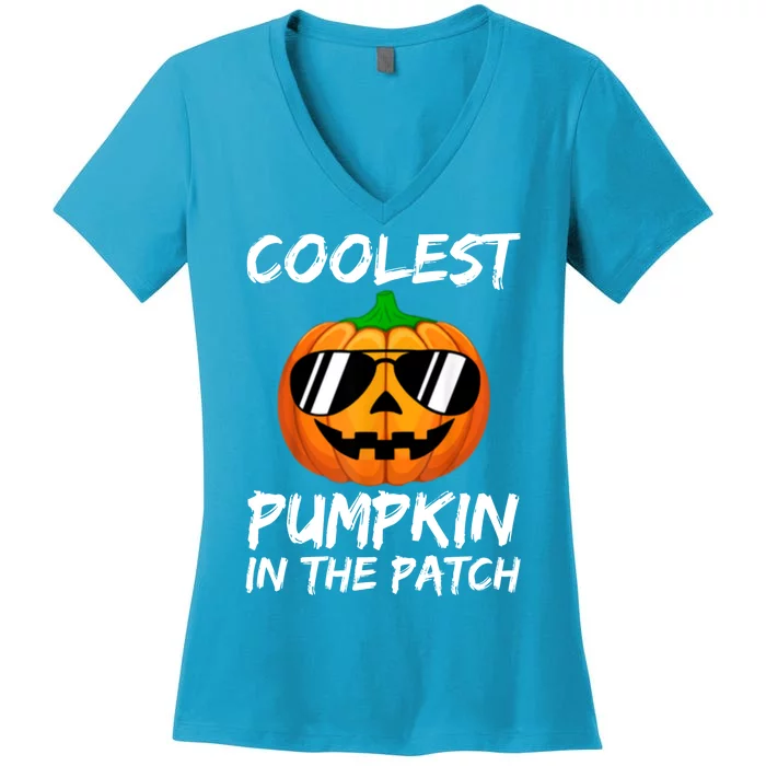 Coolest Pumpkin In The Patch Halloween Pumpkin Women's V-Neck T-Shirt