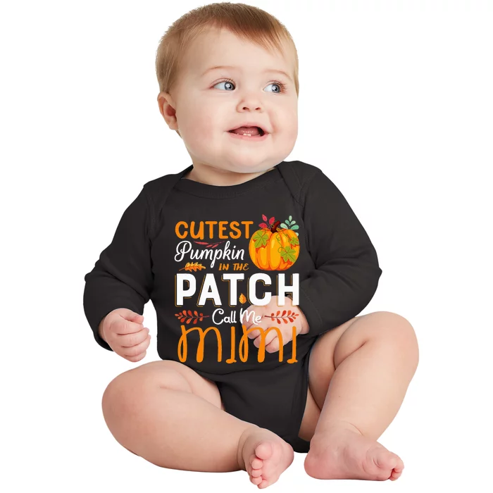 Cutest Pumpkin In The Patch Call Me Mimi Halloween Gift Baby Long Sleeve Bodysuit