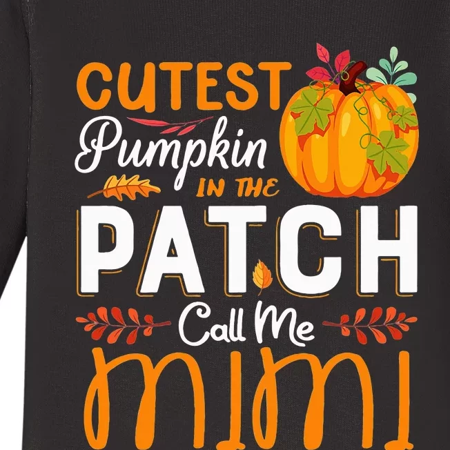 Cutest Pumpkin In The Patch Call Me Mimi Halloween Gift Baby Long Sleeve Bodysuit