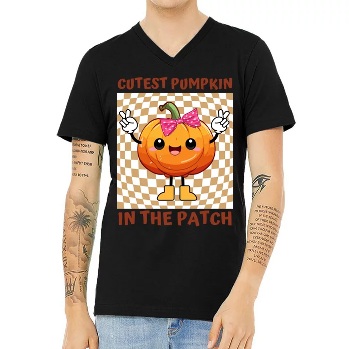 Cutest Pumpkin In The Patch Halloween Costume Gift V-Neck T-Shirt