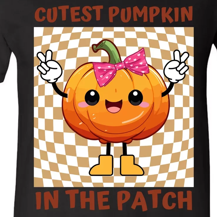 Cutest Pumpkin In The Patch Halloween Costume Gift V-Neck T-Shirt