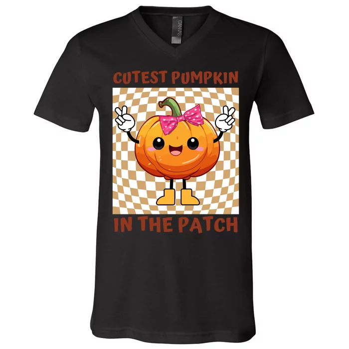 Cutest Pumpkin In The Patch Halloween Costume Gift V-Neck T-Shirt