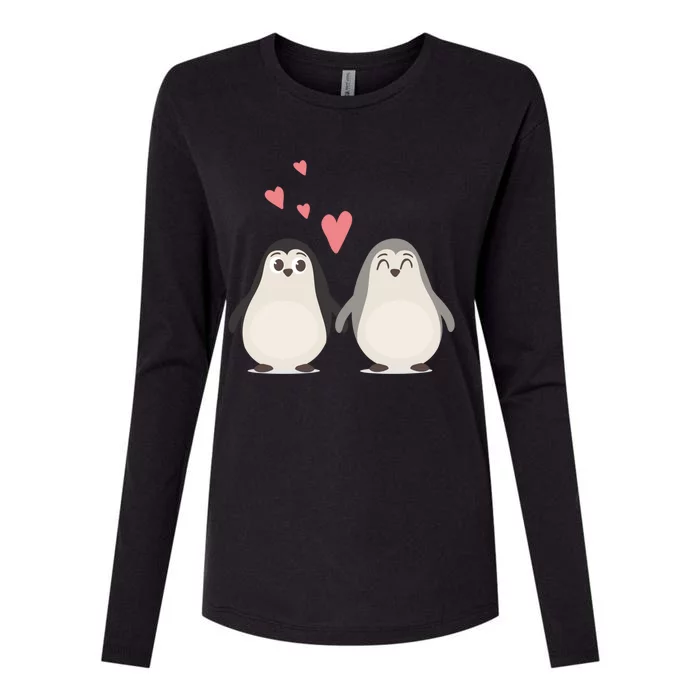 Cute Penguins In Love Cute Couple Valentines Day Gift Cool Gift Womens Cotton Relaxed Long Sleeve T-Shirt