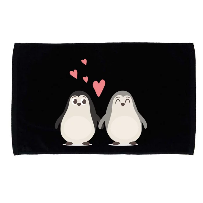 Cute Penguins In Love Cute Couple Valentines Day Gift Cool Gift Microfiber Hand Towel