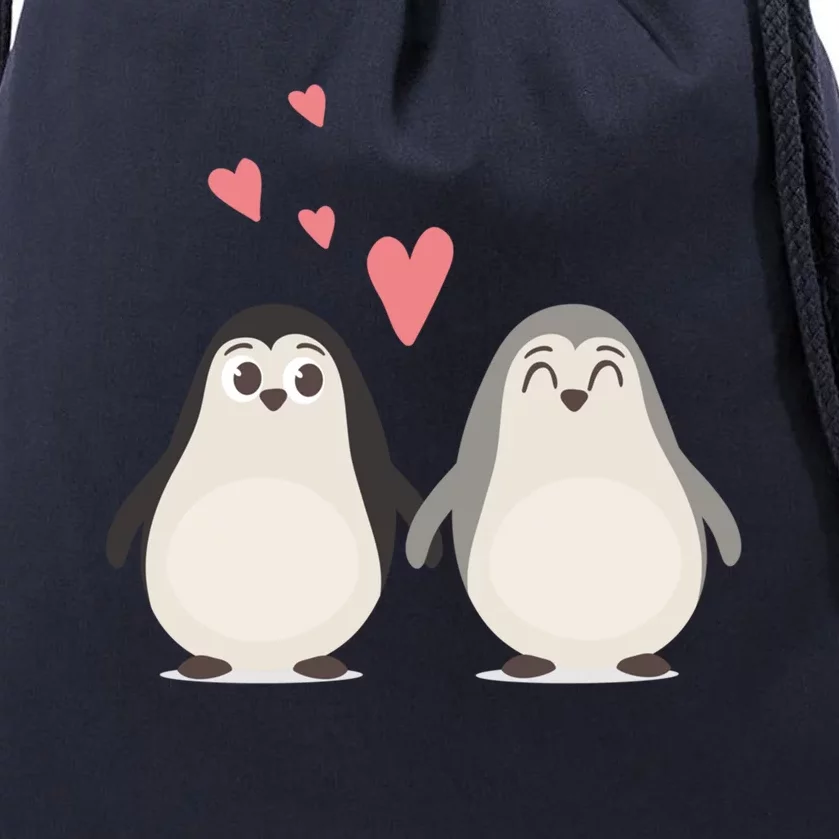 Cute Penguins In Love Cute Couple Valentines Day Gift Cool Gift Drawstring Bag