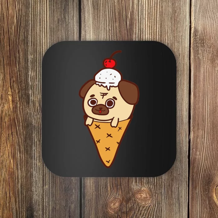 Cute Pug Ice Cream Cone Funny Dog Lovers Gifts Coaster