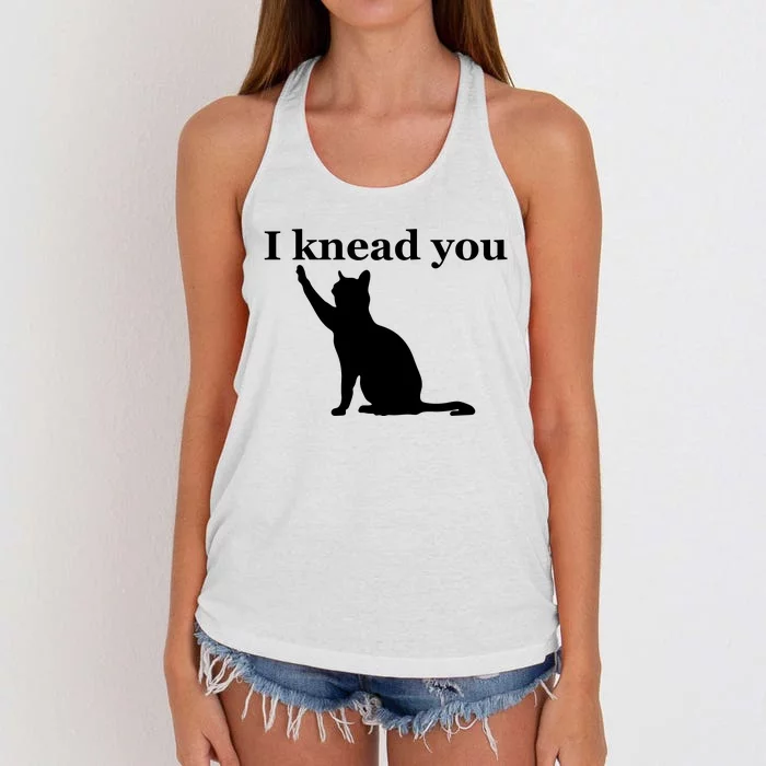 Cat Pun. I Knead You Kneading Cat. Kitty Biscuits Animal Pun Women's Knotted Racerback Tank