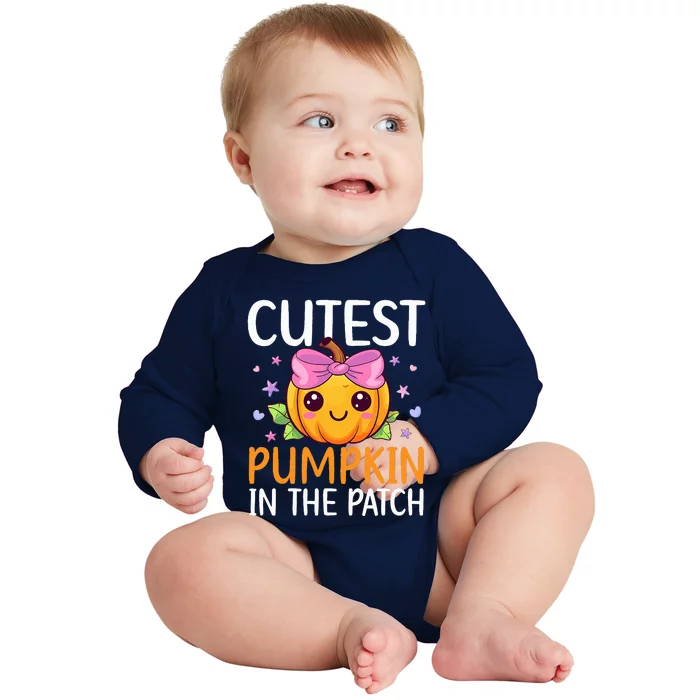 Cutest Pumpkin In The Patch Halloween Pumpkin Baby Long Sleeve Bodysuit