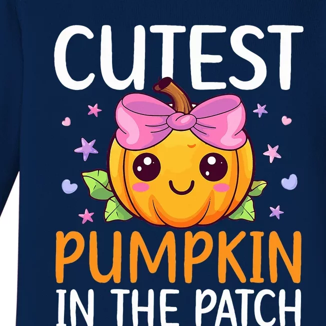 Cutest Pumpkin In The Patch Halloween Pumpkin Baby Long Sleeve Bodysuit