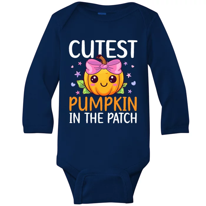 Cutest Pumpkin In The Patch Halloween Pumpkin Baby Long Sleeve Bodysuit