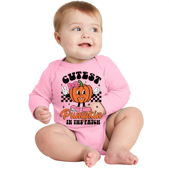 Cutest Pumpkin In The Patch Autumn Fall Season Baby Long Sleeve Bodysuit