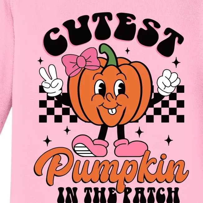 Cutest Pumpkin In The Patch Autumn Fall Season Baby Long Sleeve Bodysuit