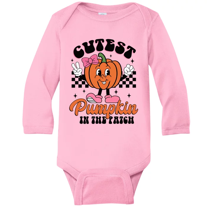 Cutest Pumpkin In The Patch Autumn Fall Season Baby Long Sleeve Bodysuit