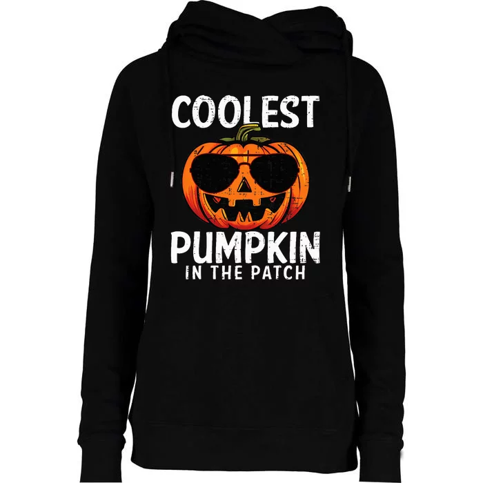 Coolest Pumpkin In The Patch Halloween Kids Womens Funnel Neck Pullover Hood