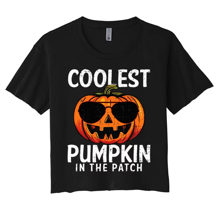 Coolest Pumpkin In The Patch Halloween Kids Women's Crop Top Tee