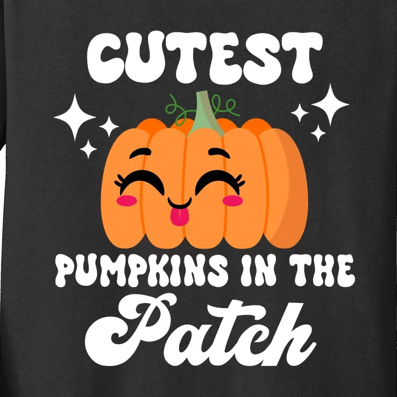 Cutest Pumpkin In The Patch Kids Girls Halloween Pumpkin Kids Long Sleeve Shirt