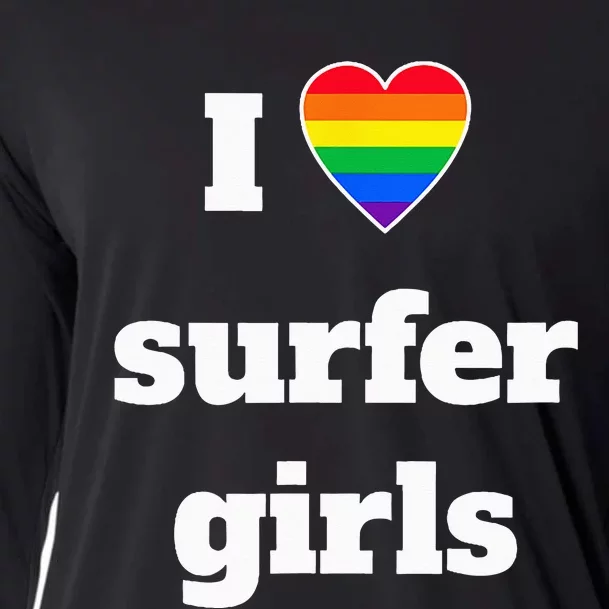 Cool Pride I Heart Surfer Rainbow Cooling Performance Long Sleeve Crew