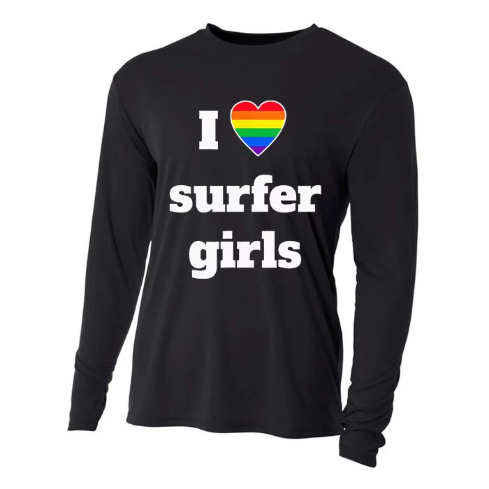 Cool Pride I Heart Surfer Rainbow Cooling Performance Long Sleeve Crew