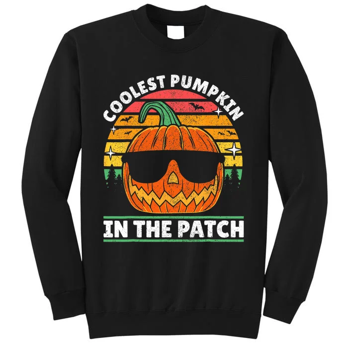 Coolest Pumpkin In The Patch Boy Retro Groovy Halloween Tall Sweatshirt