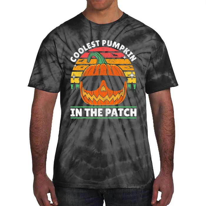 Coolest Pumpkin In The Patch Boy Retro Groovy Halloween Tie-Dye T-Shirt