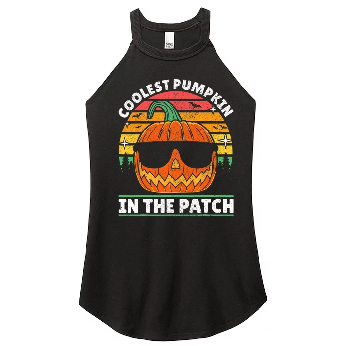 Coolest Pumpkin In The Patch Boy Retro Groovy Halloween Women’s Perfect Tri Rocker Tank