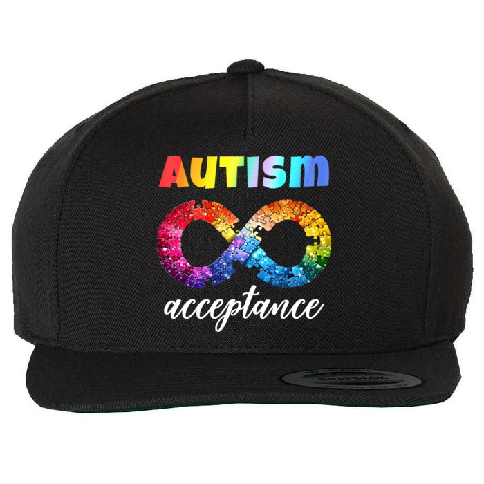 Colorful Puzzle Infinity Acceptance Autism Funny Gift Wool Snapback Cap