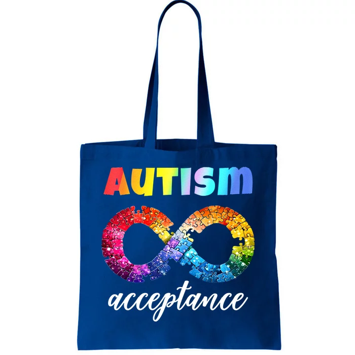 Colorful Puzzle Infinity Acceptance Autism Funny Gift Tote Bag