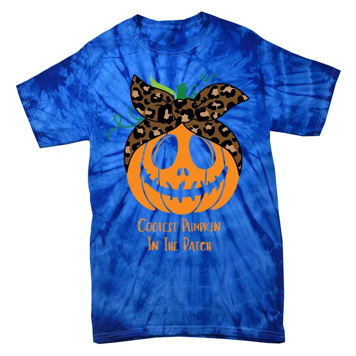 Coolest Pumpkin In The Patch Jackolantern Leopard Head Scarf Cool Gift Tie-Dye T-Shirt