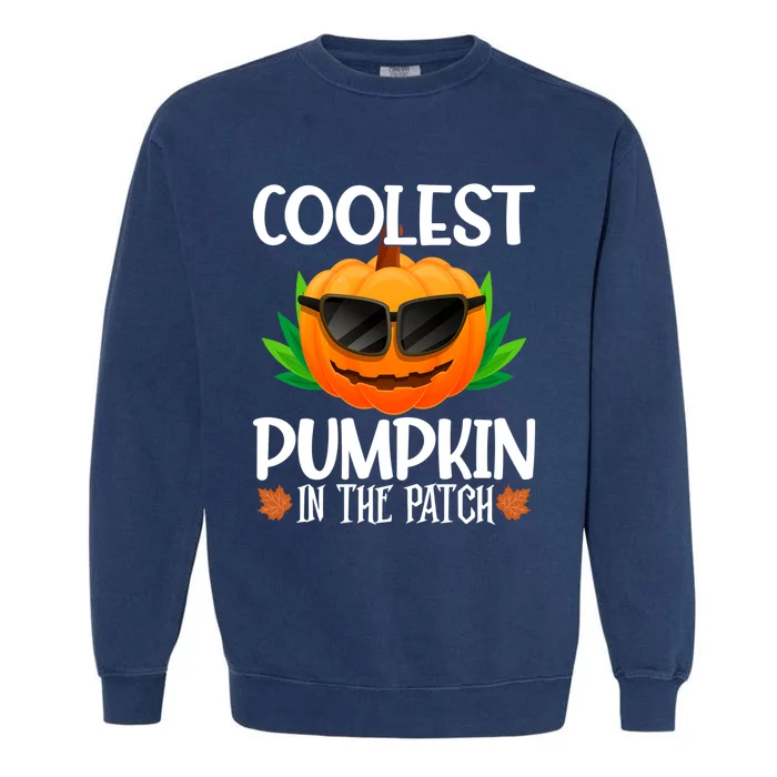 Coolest Pumpkin In The Patch Sunglasses Pumpkin Halloween Gift Garment-Dyed Sweatshirt