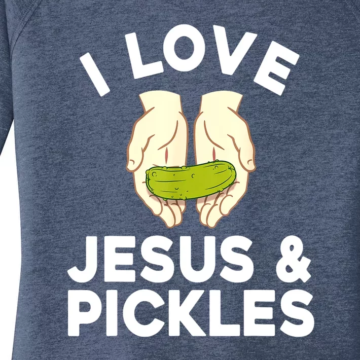 Cute Pickle Jesus Pickle Lovers Funny Gift Women's Perfect Tri Tunic Long Sleeve Shirt