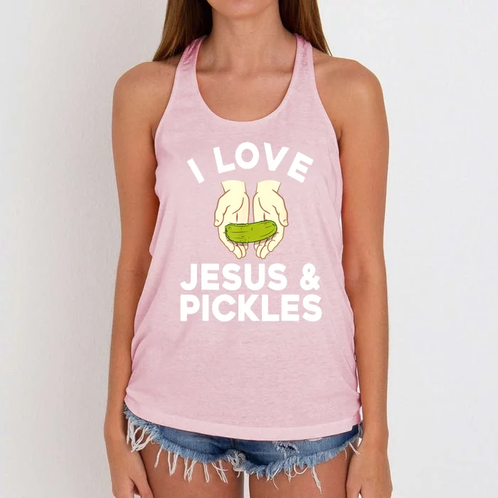 Cute Pickle Jesus Pickle Lovers Funny Gift Women's Knotted Racerback Tank