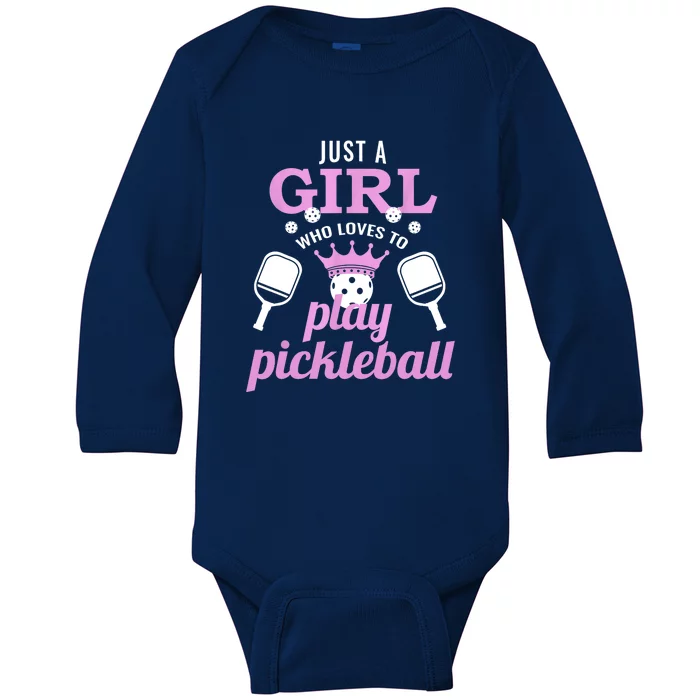 Cute Pickleball Just A Girl Who Loves To Play Pickleball Gift Ideas Baby Long Sleeve Bodysuit