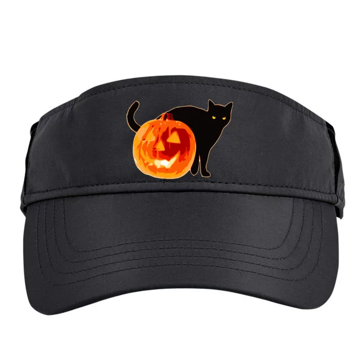 Creepy Pumpkin Jack O Lantern Black Cat Halloween Adult Drive Performance Visor