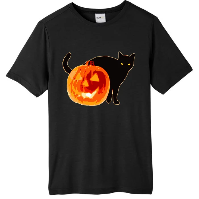 Creepy Pumpkin Jack O Lantern Black Cat Halloween ChromaSoft Performance T-Shirt