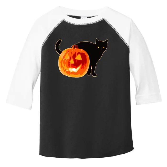 Creepy Pumpkin Jack O Lantern Black Cat Halloween Toddler Fine Jersey T-Shirt