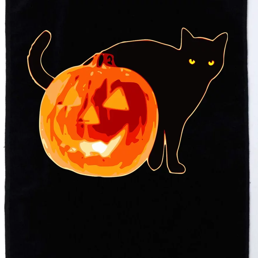 Creepy Pumpkin Jack O Lantern Black Cat Halloween Platinum Collection Golf Towel