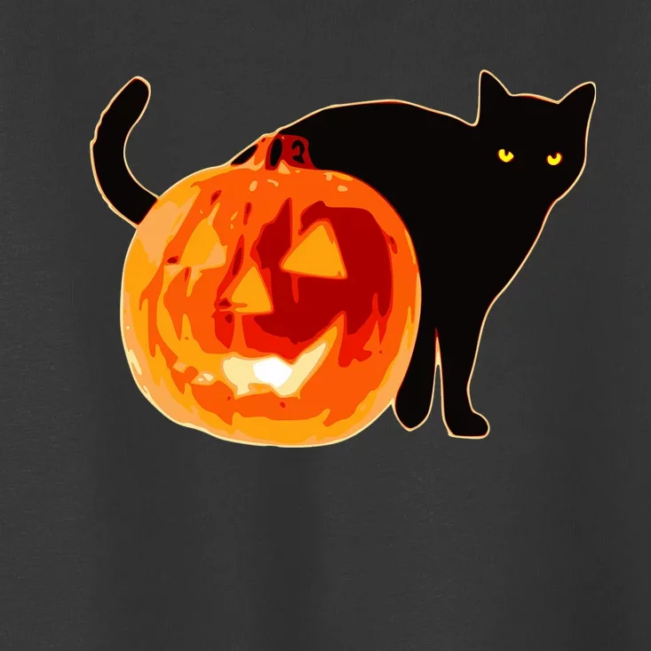 Creepy Pumpkin Jack O Lantern Black Cat Halloween Toddler T-Shirt