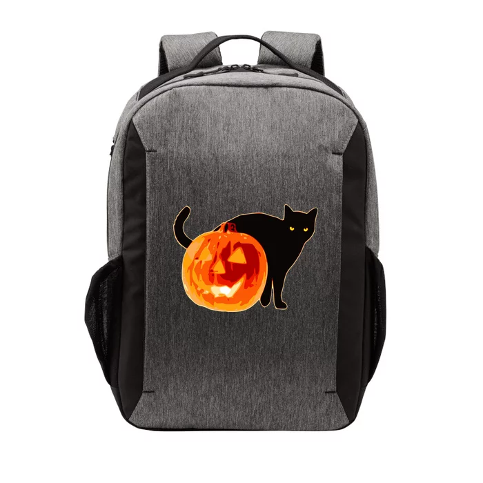 Creepy Pumpkin Jack O Lantern Black Cat Halloween Vector Backpack