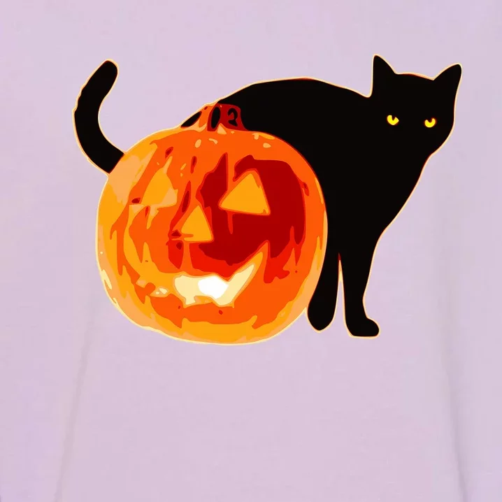 Creepy Pumpkin Jack O Lantern Black Cat Halloween Garment-Dyed Sweatshirt