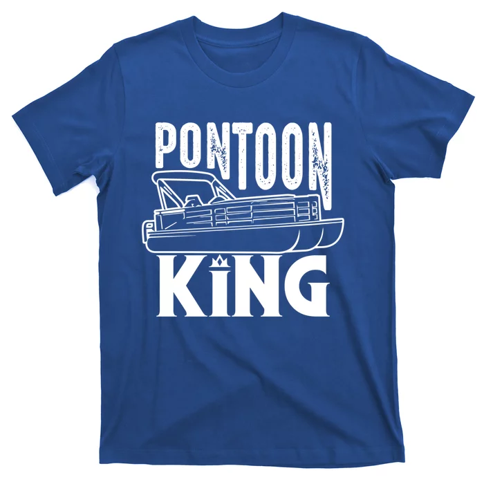 Cool Pontoon King Funny Boat Captain Fathers Day Gift T-Shirt