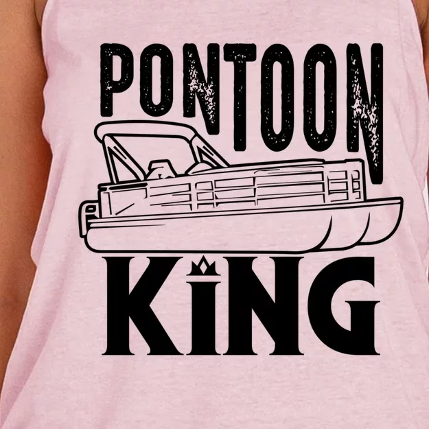 Cool Pontoon King Funny Boat Captain Fathers Day Gift Women's Knotted Racerback Tank