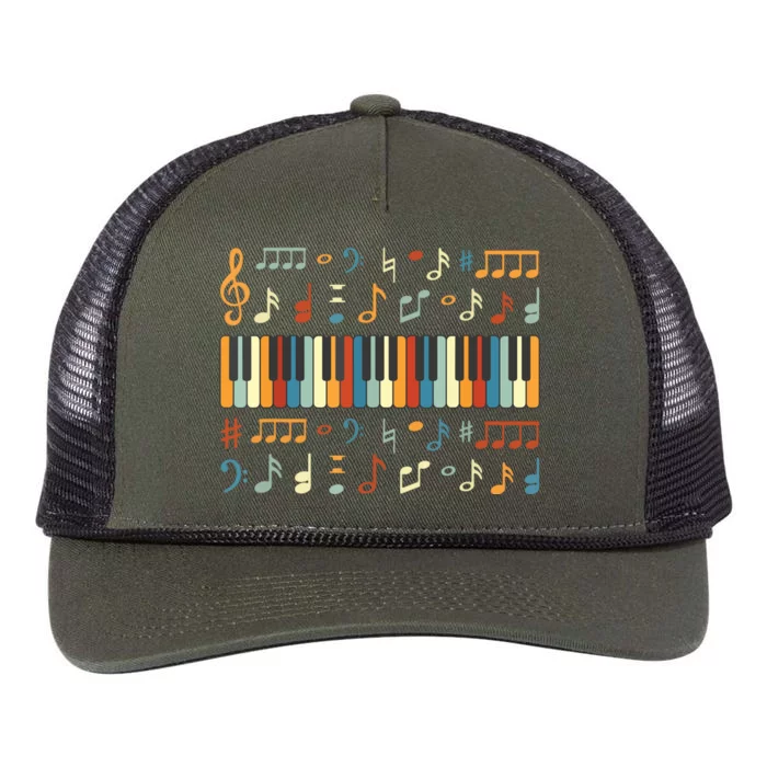 Cool Piano Keyboard Player Funny Pianist Keyboardist Outfit Retro Rope Trucker Hat Cap