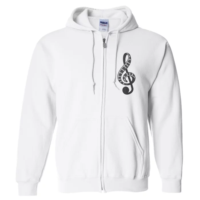 Cute Piano Keyboard Treble Clef Music Note Art Music Gift Full Zip Hoodie