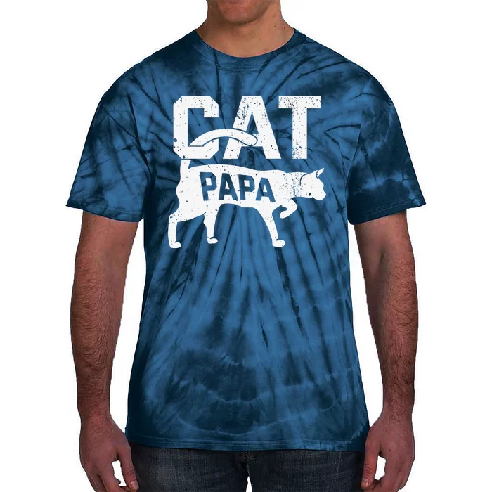 Cat Papa Kitten Pet Owner Meow Fathers Day Tie-Dye T-Shirt